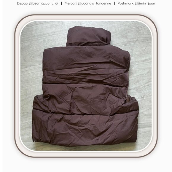 Brown cropped puffer vest <3 - Picture 3 of 3